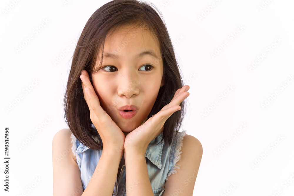 Asian girl on white background,surprise,wow,shock Asian girl on white background,surprise,wow,shock