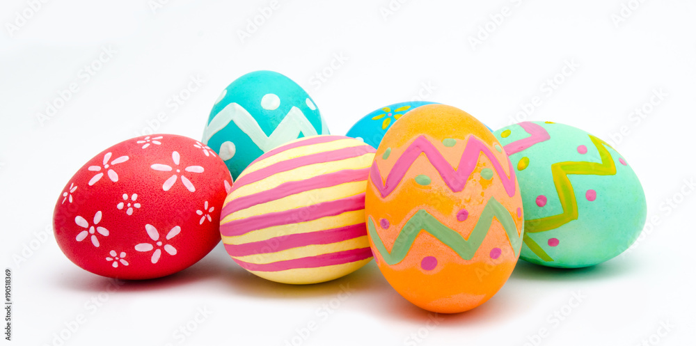 Fototapeta premium Perfect colorful handmade easter eggs isolated