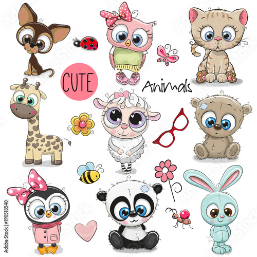 Set of Cute Cartoon Animals