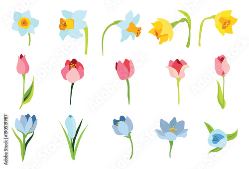 Set of spring april flowers for Happy Easter