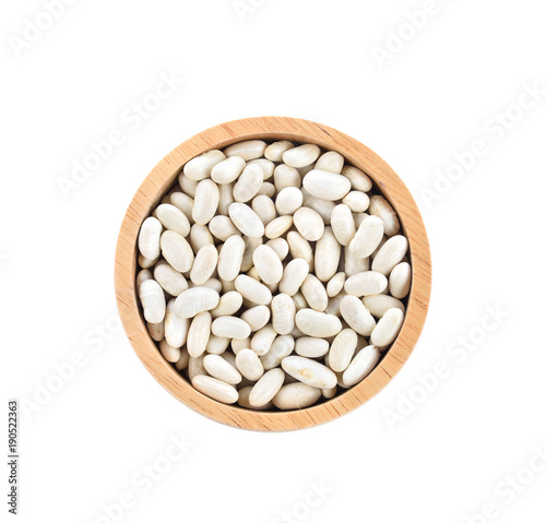 white bean on wooden bowl