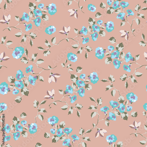 Seamless pattern design with little forget me not flowers