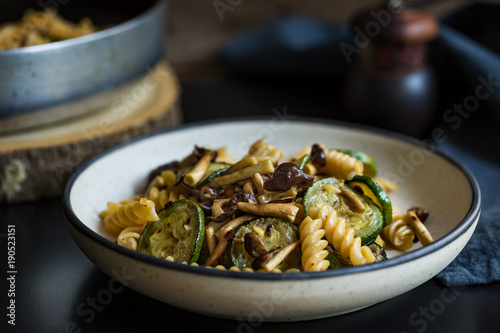 Fusilli with Mushroom,Garlic and Zucchini