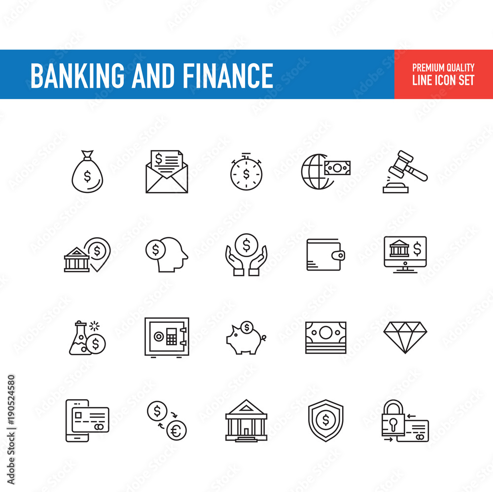 Banking and Finance Line Icon Banking and Finance Line Icon