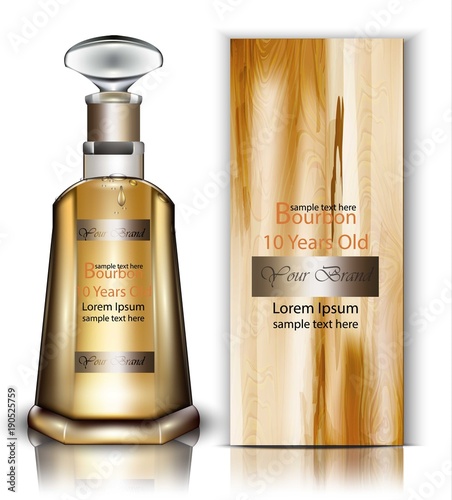 Bourbon bottle Vector realistic. Product packaging mock up. High quality Old ...