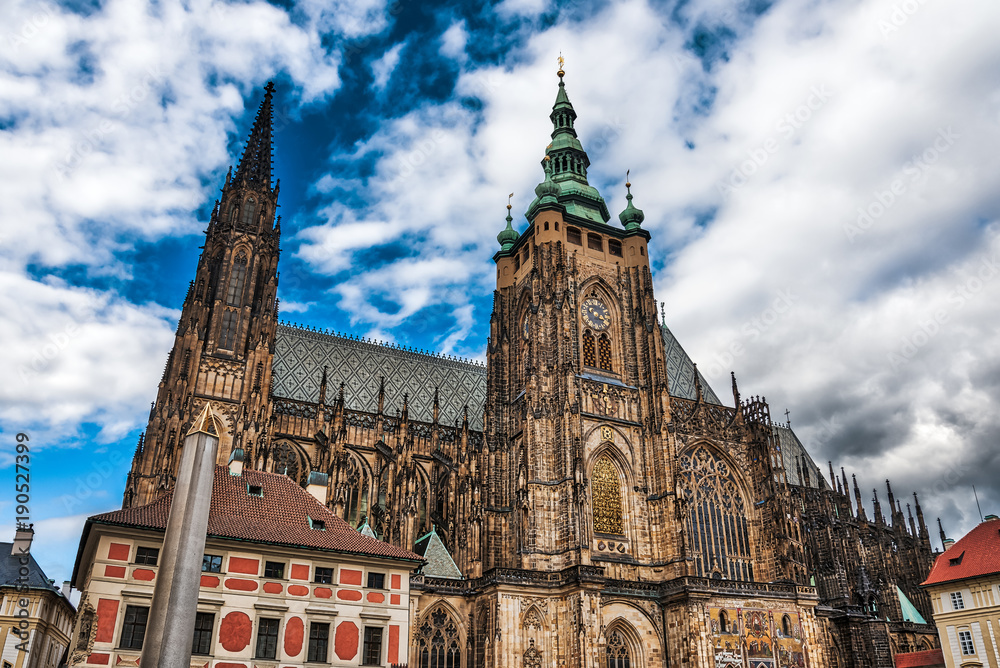 The gigantic Saint Vitus Cathedral in the castle district of Prague
