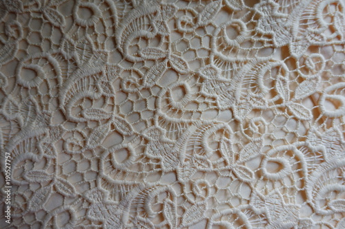 Ivory delicate perforated lacy fabric from above