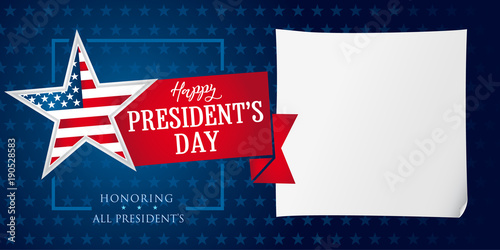 Happy Presidents day star and ribbon banner template. Happy President`s Day greeting card for web banner vector illustration