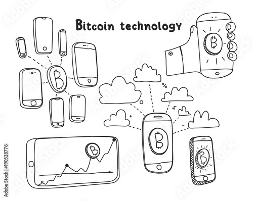 Vector abstract illustration bitcoin technology