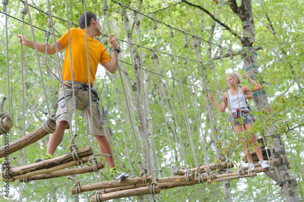 on the hanging bridge on the hanging bridge