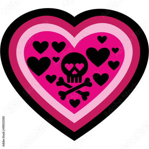 valentines skull with heart, grunge vintage design t shirts photo