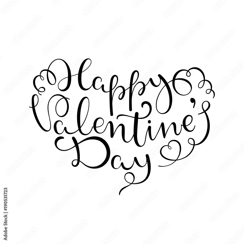 Happy Valentines Day Black And White Words