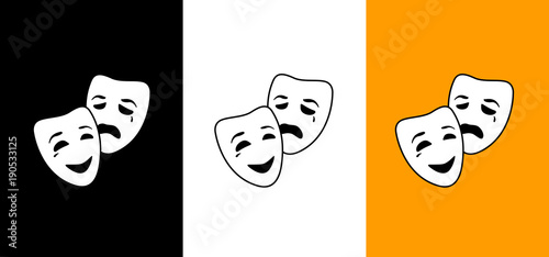 Happy and sad mask, logo opera & carnival image, illustration, vector icon AI / EPS 10 vol. 6