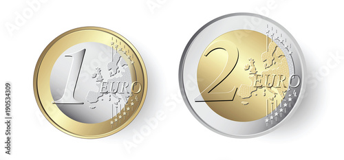 1 and 2 Euro coin