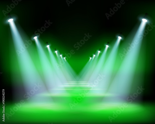 Runway show, light performance. Vector illustration.