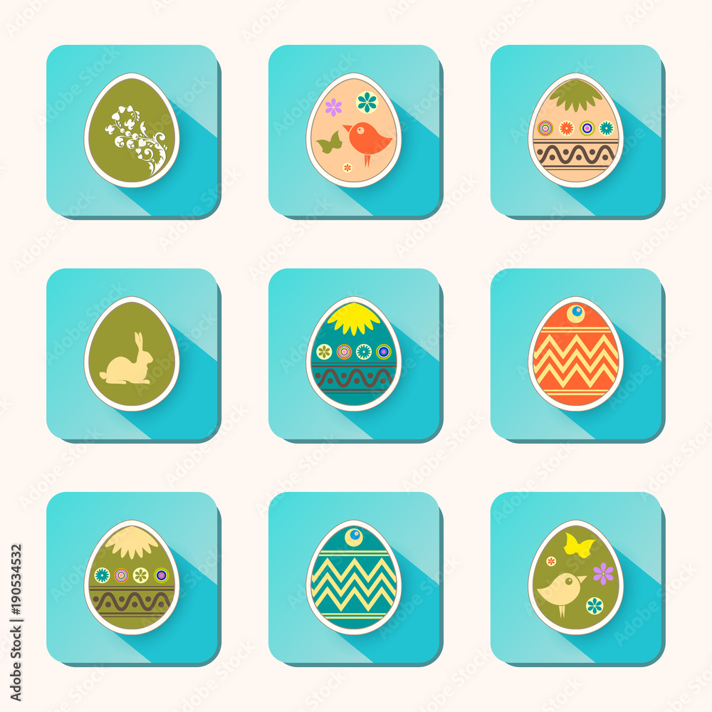 Easter eggs icons of different shade