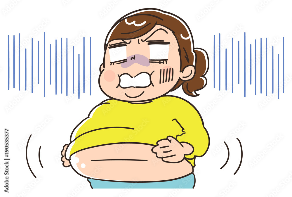 おなか回りにを気にしている女性のイラスト Stock Vector Adobe Stock
