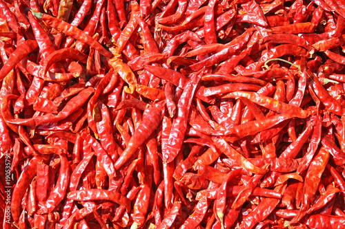 Red dried chilli background.