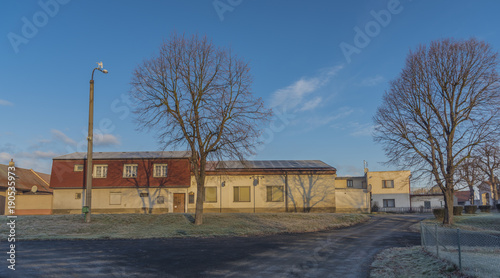 Dubany village in cold sunny winter morning