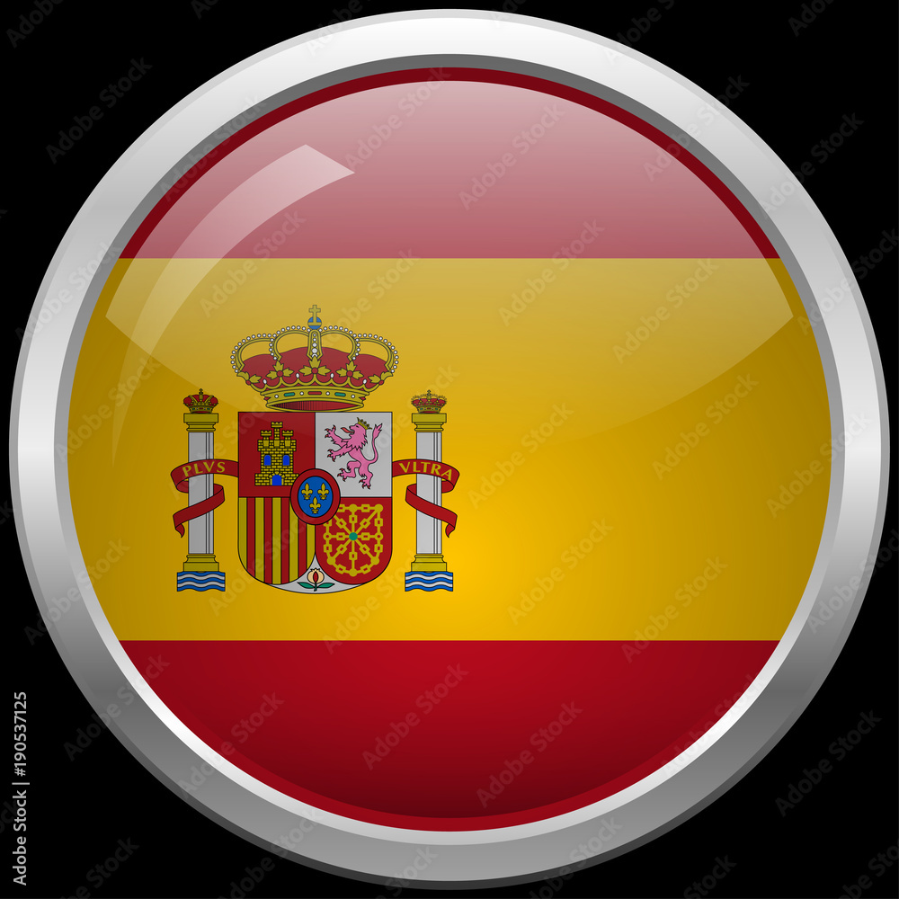 Fototapeta premium Spanish flag glass button vector illustration