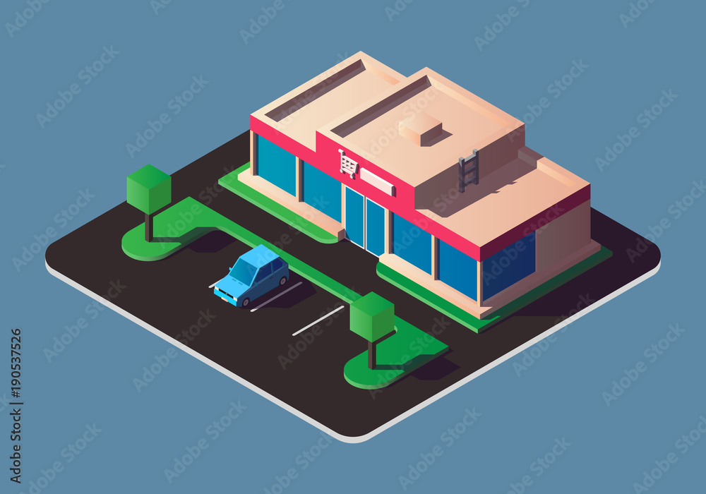 Isometric shop with parking
