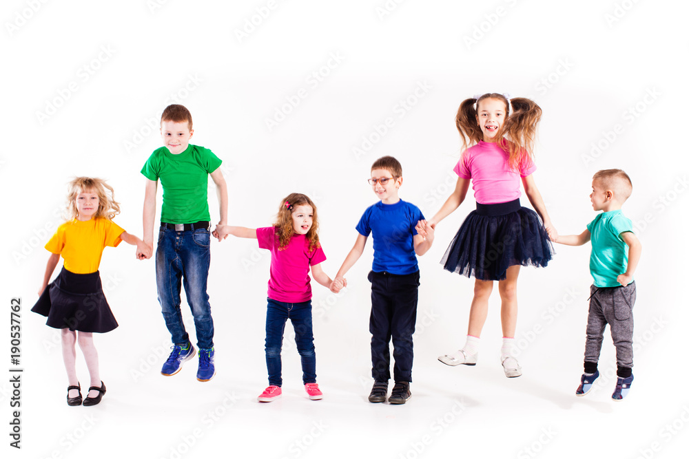 The happy kids jump The happy kids jump