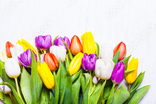 Fototapeta Naklejka Na Ścianę i Meble -  Color tulips on the board