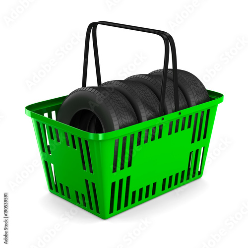 tire in basket shopping on ...