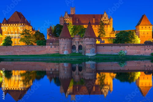 Malbork Castle of the Teutonic Order at night, Poland