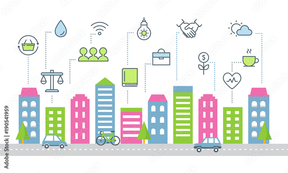Sustainable Development and Smart City Vector Illustration