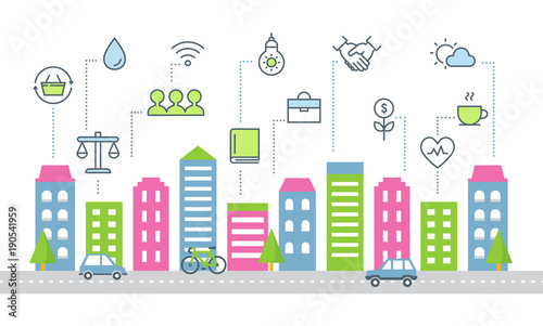 Sustainable Development and Smart City Vector Illustration