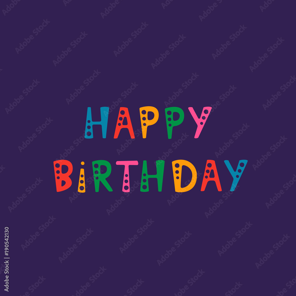Happy Birthday large postcard with calligraphic text