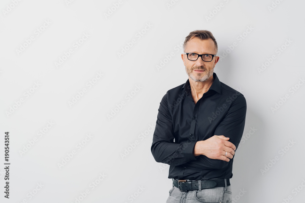 Fototapeta premium Relaxed middle-aged man wearing glasses