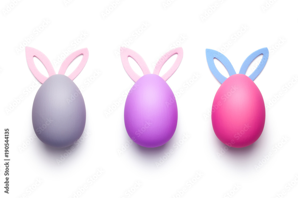 Easter Eggs with Bunny Ears Isolated on White Background Easter Eggs with Bunny Ears Isolated on White Background