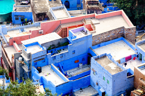 close up of blue houses in  Jodhpur