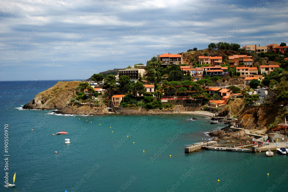 A view of the bay and beach of Collioure in the south of France