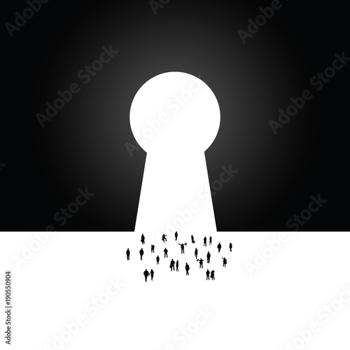 keyhole with people silhouette illustration