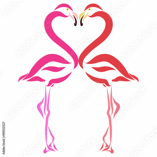 Flamingo birds in love form a heart © YuliaRafael Nazaryan