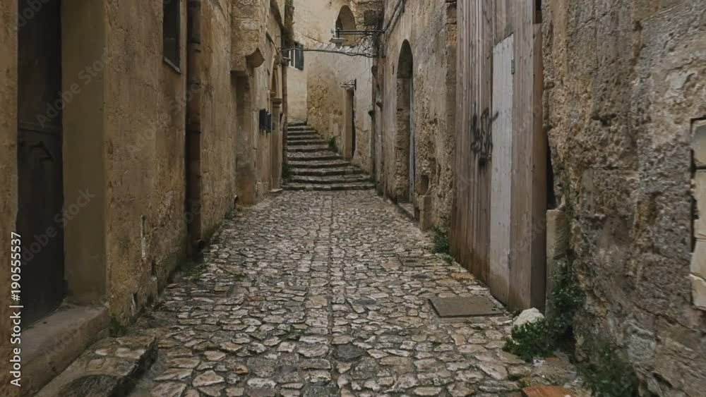 Walking in the street of Matera-Matera Capital of Culture 2019- steady cam Walking in the street of Matera-Matera Capital of Culture 2019- steady cam