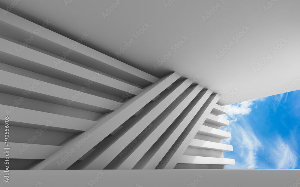 Obraz premium 3d empty interior with geometric installation