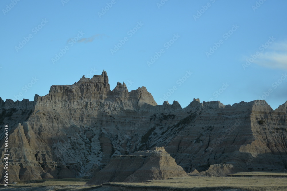Clearing sky over the peaks in the Badlands