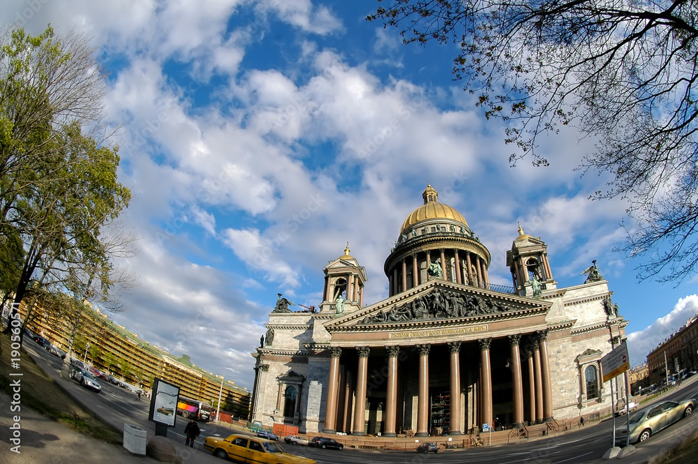 Isaakievsky cathedral in Saint-Petersburg. Russia. Russian text: My God by Force your Vozveselitsya Tsar