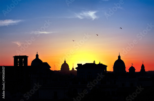 Sunset on the roof of Rome