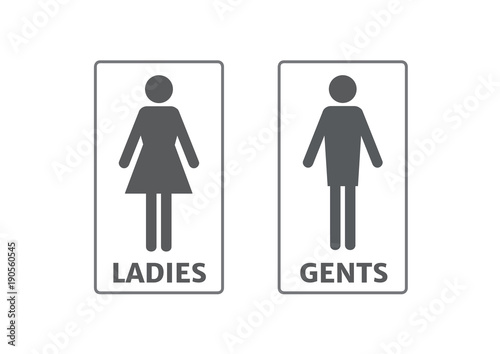 Toilet signs ladies and gents,grey color