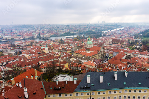 Landscape of Prague from tower of St. Vitus Cathedral, Czech Republic