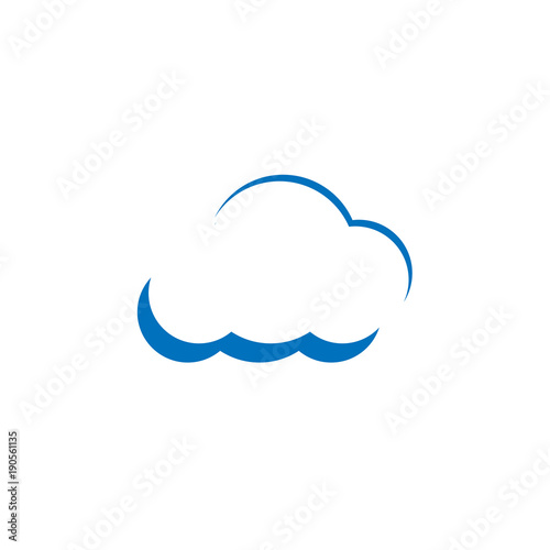 Clean outline blue cloud template vector