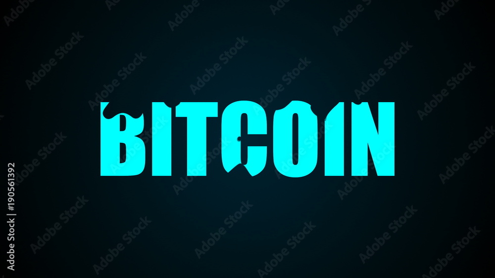 Bitcoin text. Abstract background. Digital 3d rendering