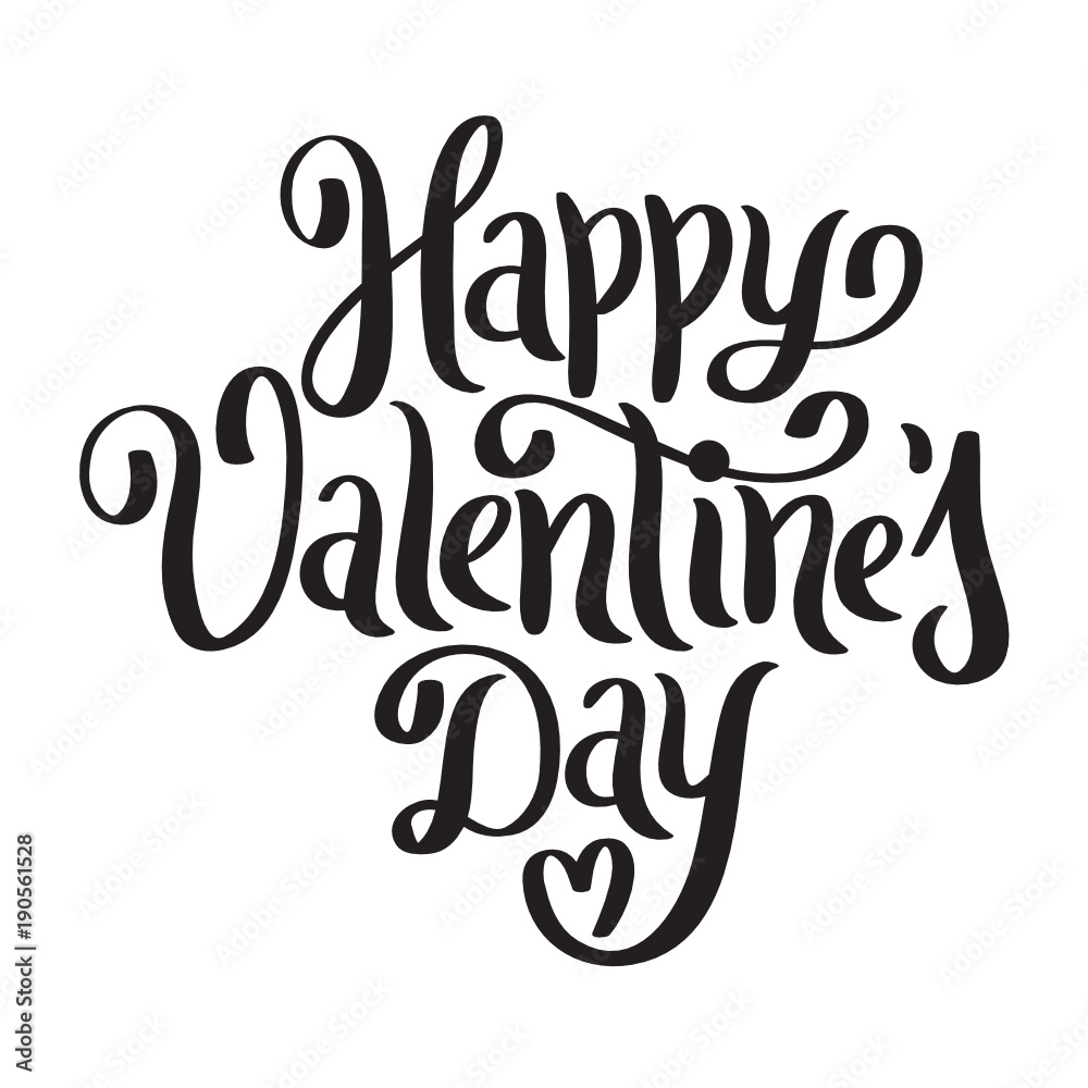 HAPPY VALENTINE’S DAY hand lettering banner with heart HAPPY VALENTINE’S DAY hand lettering banner with heart