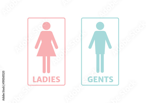 Toilet signs ladies and gents,pink and blue color