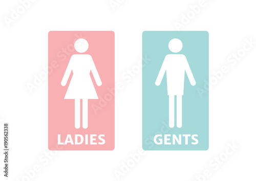 Toilet signs silhouette ladies and gents,pink and blue color